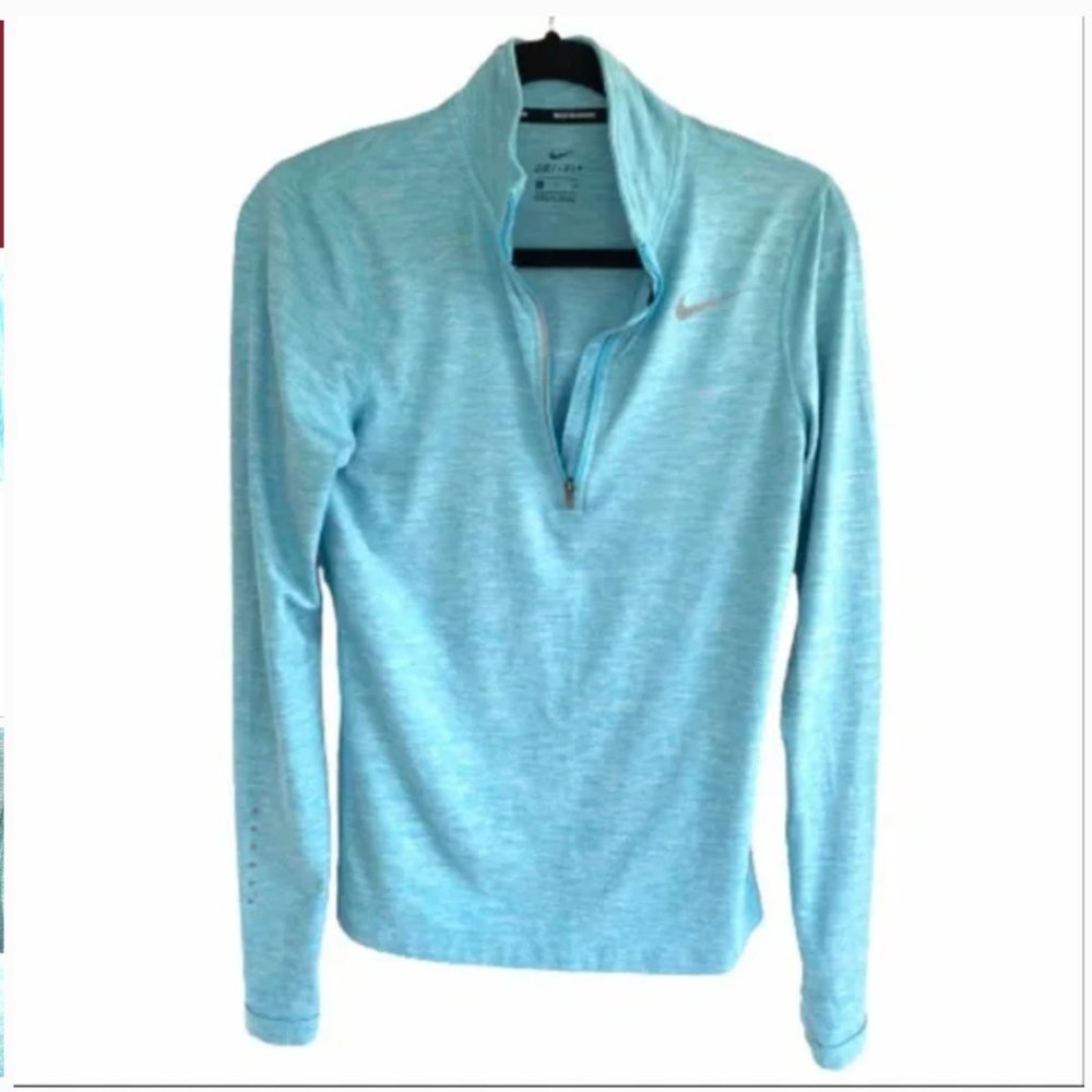 Nike Running Blue Dri-Fit Long Sleeve 1/4 Zip Pullover Shirt